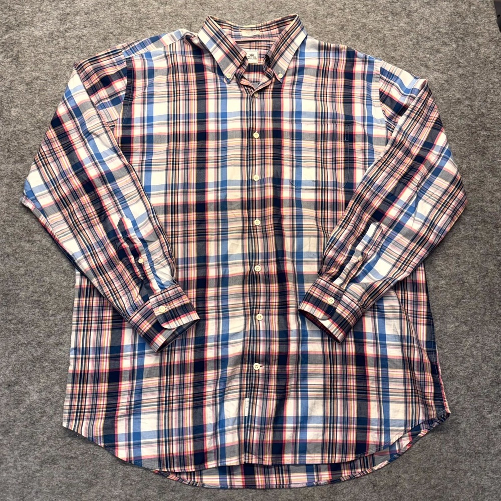 Peter Millar Shirt Mens XL Multi Plaid Long Sleeve Chest‎ Pocket Button Down